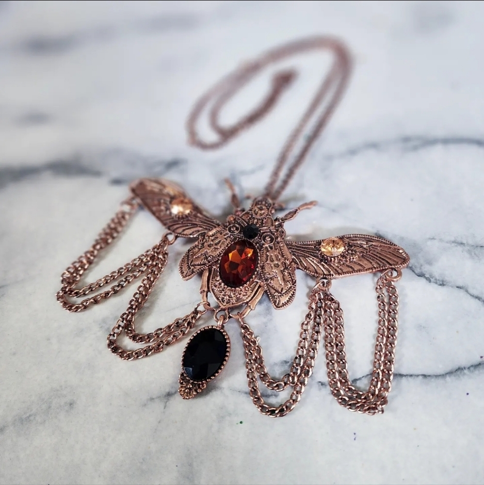 Steampunk Rennaisance Faire Statement Necklace Scarab Beetle Egyptian Accessory - Picture 2 of 3